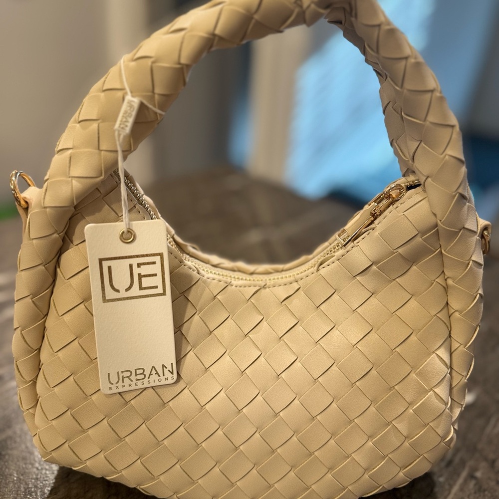 Urban Expressions Cream Woven Shoulder Bag